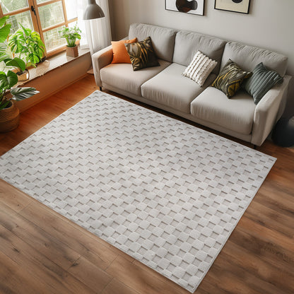 Helix Vloerkleed – Crème – Wollook Bouclé Design – Japandi Laagpolig Vloerkleed