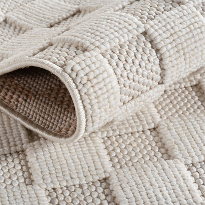 Helix Vloerkleed – Crème – Wollook Bouclé Design – Japandi Laagpolig Vloerkleed