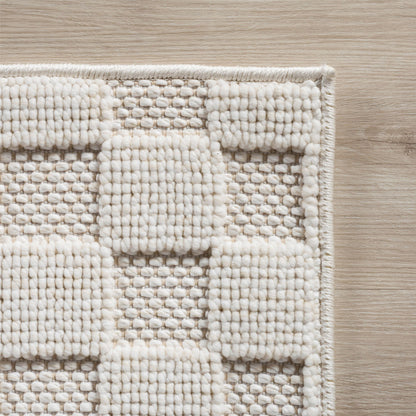 Helix Vloerkleed – Crème – Wollook Bouclé Design – Japandi Laagpolig Vloerkleed