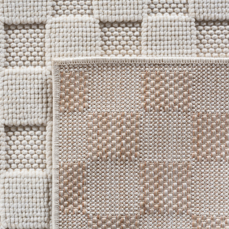 Helix Vloerkleed – Crème – Wollook Bouclé Design – Japandi Laagpolig Vloerkleed