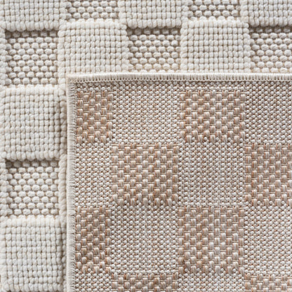 Helix Vloerkleed – Crème – Wollook Bouclé Design – Japandi Laagpolig Vloerkleed