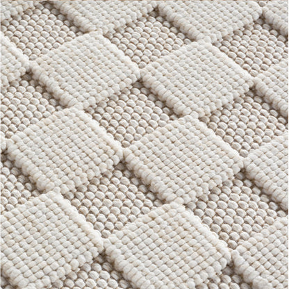 Helix Vloerkleed – Crème – Wollook Bouclé Design – Japandi Laagpolig Vloerkleed