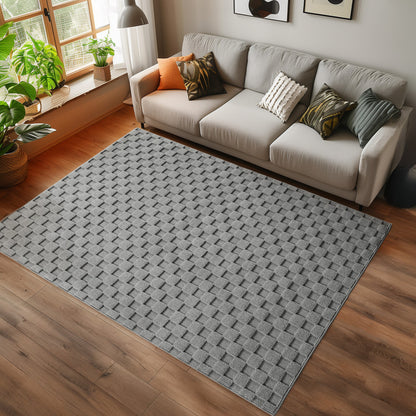 Helix Vloerkleed – Grijs – Wollook Bouclé Design – Japandi Laagpolig Vloerkleed