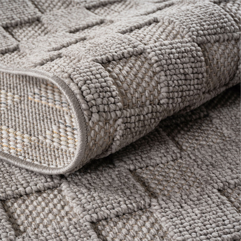 Helix Vloerkleed – Grijs – Wollook Bouclé Design – Japandi Laagpolig Vloerkleed
