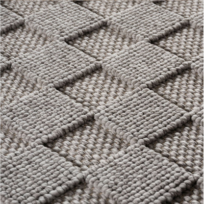 Helix Vloerkleed – Grijs – Wollook Bouclé Design – Japandi Laagpolig Vloerkleed