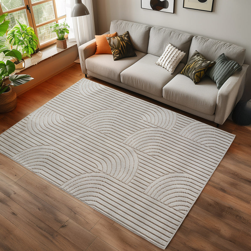 Helix Vloerkleed – Crème – Japandi Look – Laagpolig Vloerkleed
