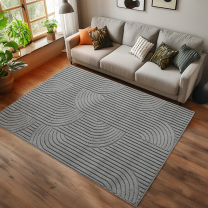 Helix Vloerkleed – Grijs – Japandi Look – Laagpolig Vloerkleed