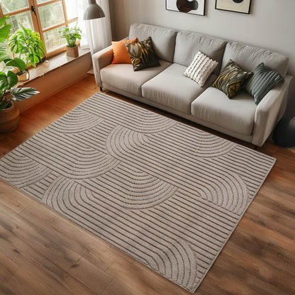 Helix Vloerkleed – Beige – Japandi Look – Laagpolig Vloerkleed