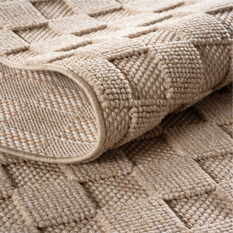 Helix Vloerkleed – Beige – Wollook Bouclé Design – Japandi Laagpolig Vloerkleed