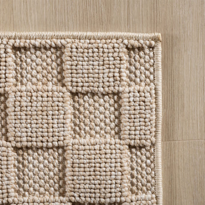 Helix Vloerkleed – Beige – Wollook Bouclé Design – Japandi Laagpolig Vloerkleed