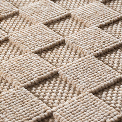 Helix Vloerkleed – Beige – Wollook Bouclé Design – Japandi Laagpolig Vloerkleed