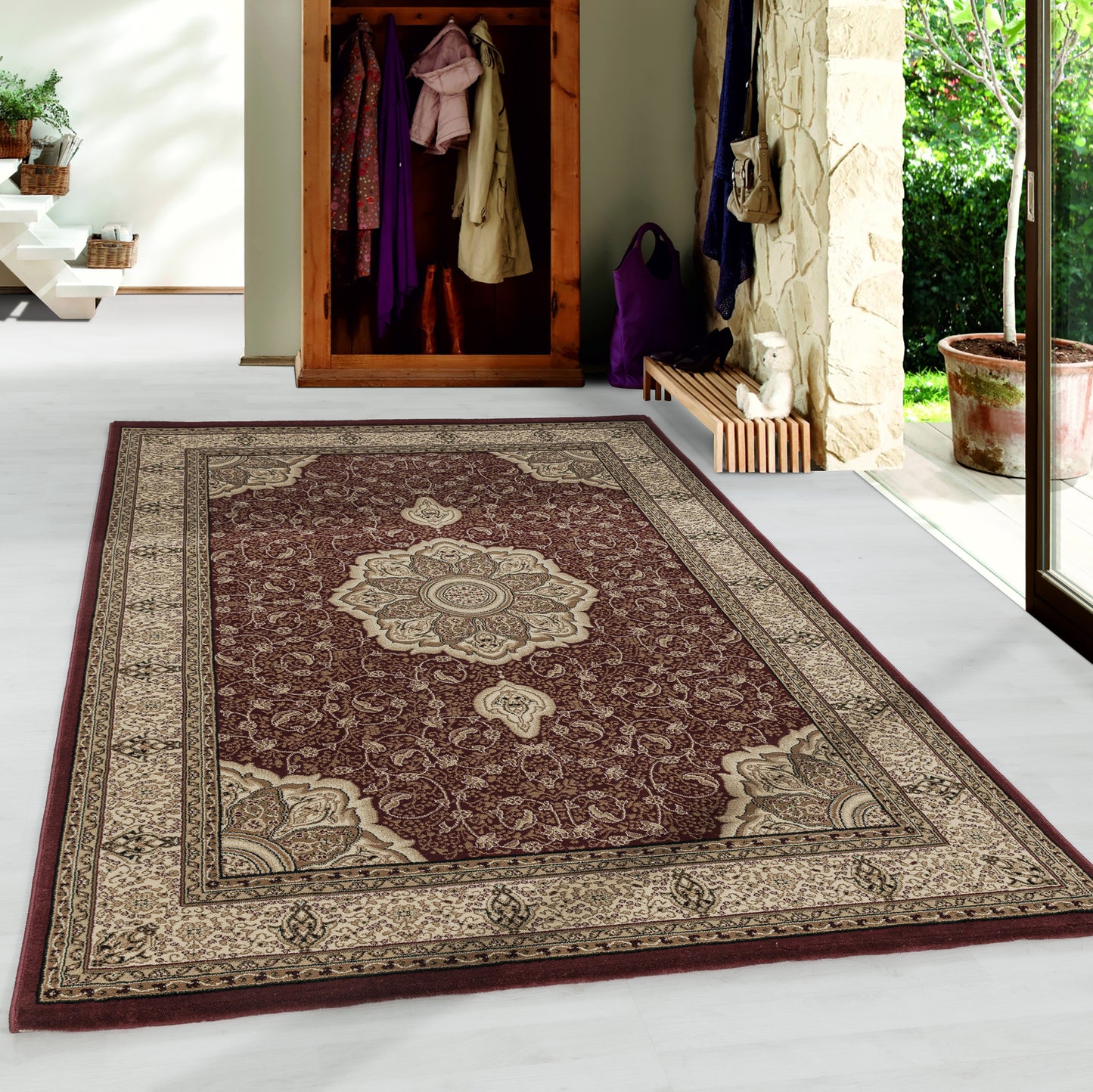 Kashmir – Klassiek Vloerkleed – Beige/Rood
