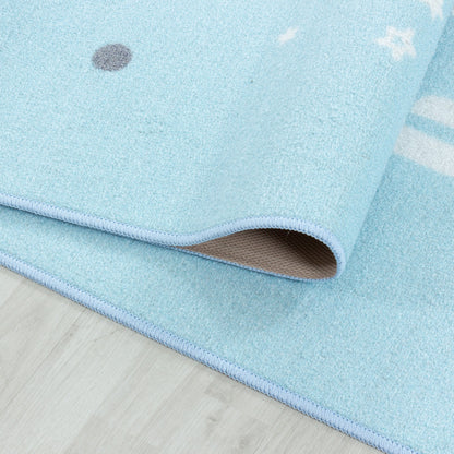 Play – Kindervloerkleed – Little Star Blauw – Laagpolig – Anti-Allergisch & Anti-Slip