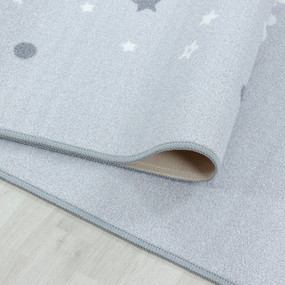Play – Kindervloerkleed – Little Star Grijs – Laagpolig – Anti-Allergisch & Anti-Slip