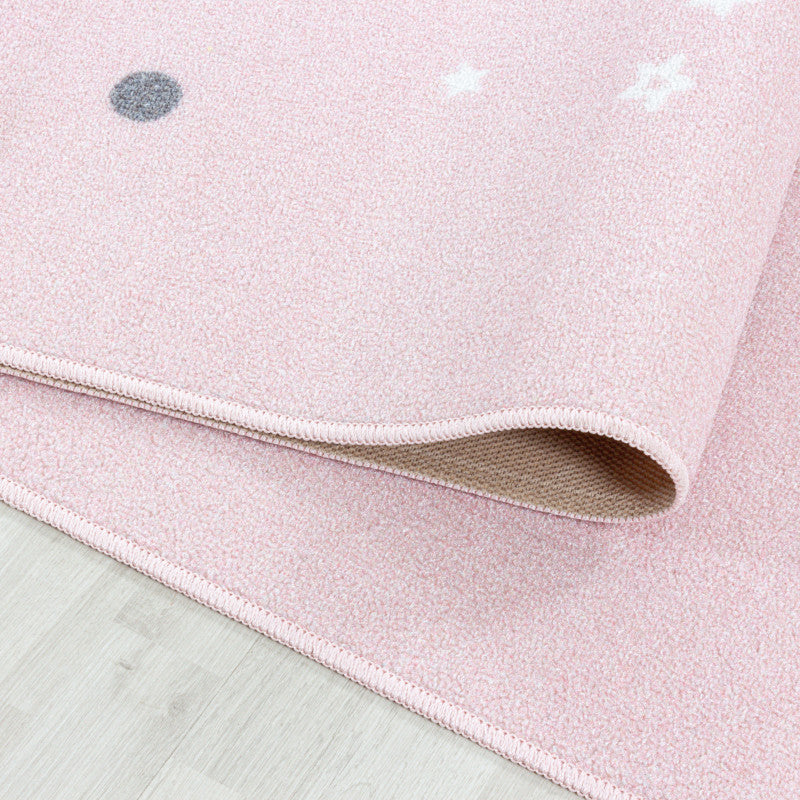 Play – Kindervloerkleed – Little Star Roze – Laagpolig – Anti-Allergisch & Anti-Slip