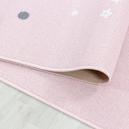 Play – Kindervloerkleed – Little Star Roze – Laagpolig – Anti-Allergisch & Anti-Slip