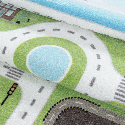 Play – Kindervloerkleed – Verkeer Groen – Laagpolig – Anti-Allergisch & Anti-Slip