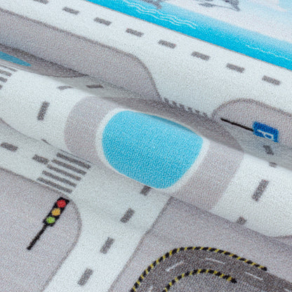 Play – Kindervloerkleed – Verkeer Grijs – Laagpolig – Anti-Allergisch & Anti-Slip