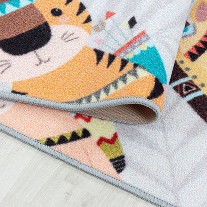 Play – Kindervloerkleed – Hinkelen Dieren – Laagpolig – Anti-Allergisch & Anti-Slip