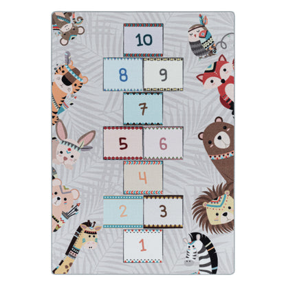 Play – Kindervloerkleed – Hinkelen Dieren – Laagpolig – Anti-Allergisch & Anti-Slip