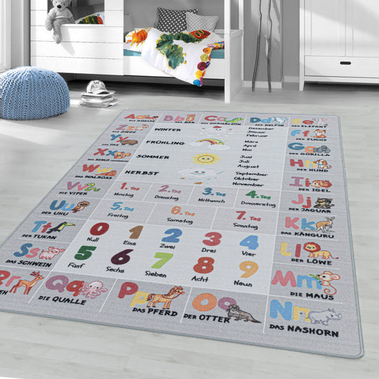 Play – Kindervloerkleed – Alfabet – Laagpolig – Anti-Allergisch & Anti-Slip