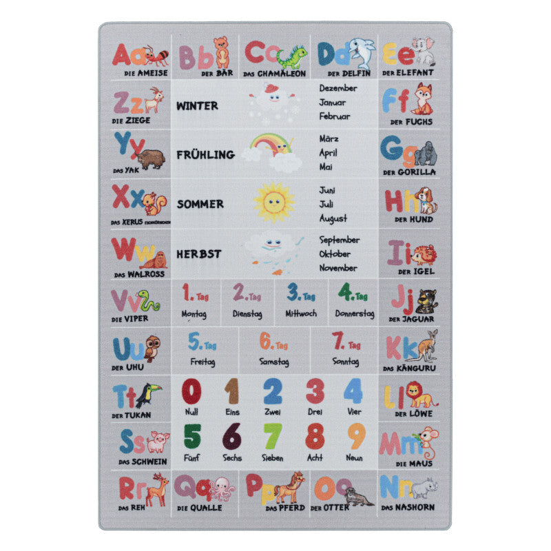 Play – Kindervloerkleed – Alfabet – Laagpolig – Anti-Allergisch & Anti-Slip
