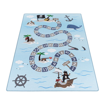 Play – Kindervloerkleed – Piraten – Laagpolig – Anti-Allergisch & Anti-Slip