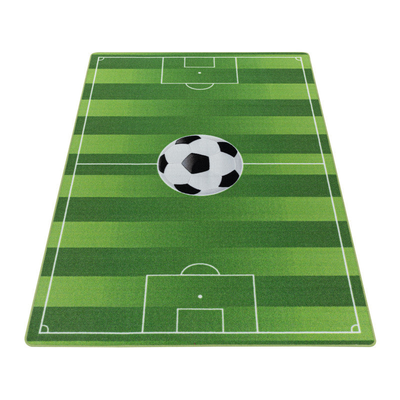 Play – Kindervloerkleed – Voetbal Groen – Laagpolig – Anti-Allergisch & Anti-Slip
