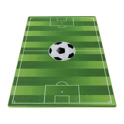 Play – Kindervloerkleed – Voetbal Groen – Laagpolig – Anti-Allergisch & Anti-Slip