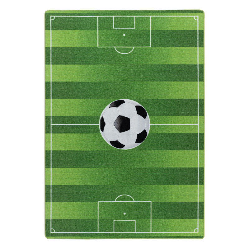 Play – Kindervloerkleed – Voetbal Groen – Laagpolig – Anti-Allergisch & Anti-Slip