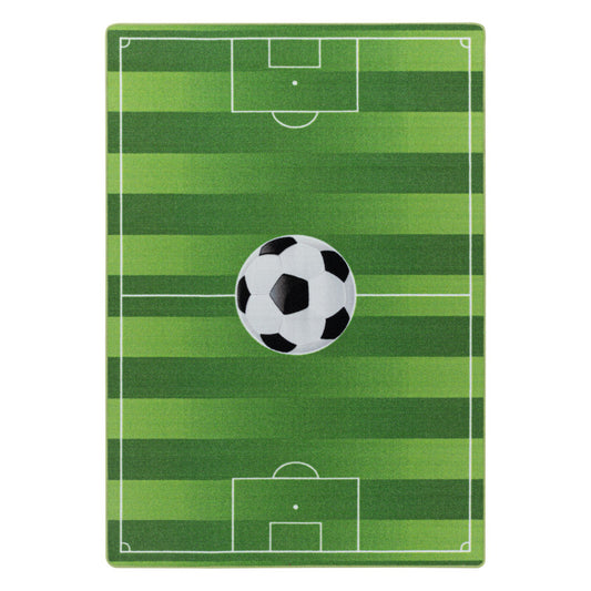 Play – Kindervloerkleed – Voetbal Groen – Laagpolig – Anti-Allergisch & Anti-Slip