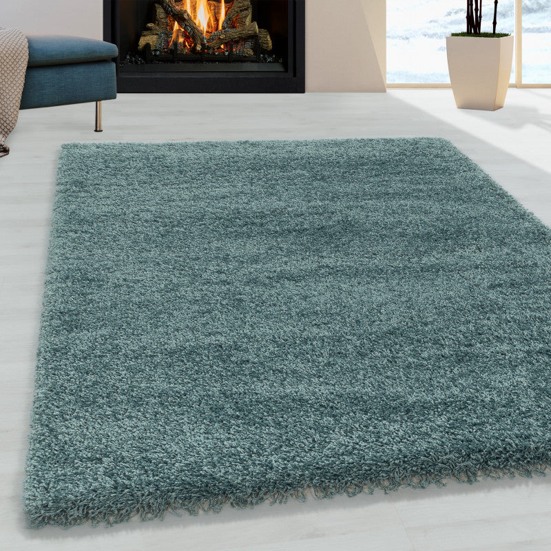 Sydney – Hoogpolig Vloerkleed – Aqua – Effen Design