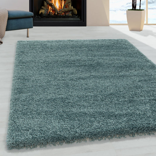Sydney – Hoogpolig Vloerkleed – Aqua – Effen Design
