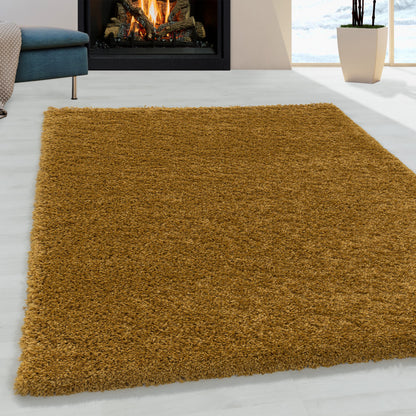 Sydney – Hoogpolig Vloerkleed – Goud – Effen Design