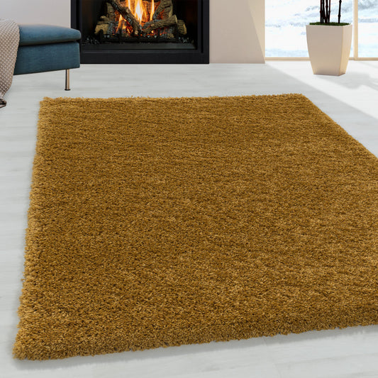 Sydney – Hoogpolig Vloerkleed – Goud – Effen Design