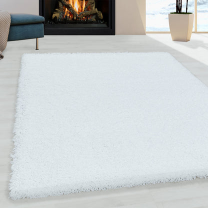 Sydney – Hoogpolig Vloerkleed – Wit – Effen Design