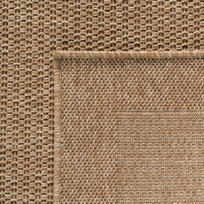 Timber – Kaderdesign Rond Beige met Jute-Look – Binnen & Buiten Vloerkleed – Laagpolig