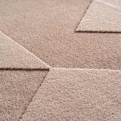 Pompei Quadro Taupe – Geometrisch Blokdesign – Laagpolig Vloerkleed
