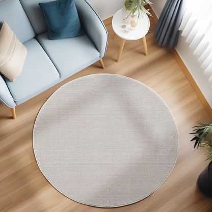 Loom Vloerkleed Rond – Crème – Effen & Modern – Laagpolig Vloerkleed