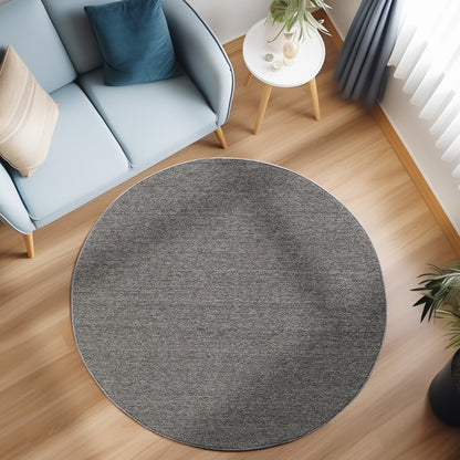 Loom Vloerkleed Rond – Grijs – Effen & Modern – Laagpolig Vloerkleed