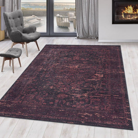 Fiesta Vloerkleed – Zwart/Rood – Wasbaar