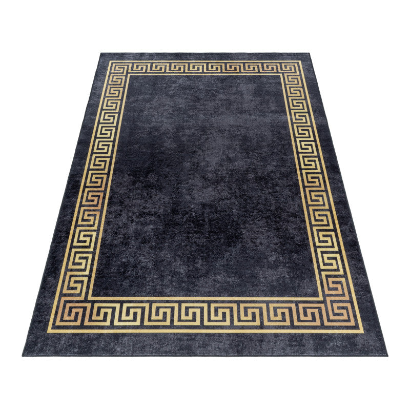 Fiesta Vloerkleed – Zwart/Goud – Wasbaar