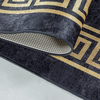 Fiesta Vloerkleed – Zwart/Goud – Wasbaar
