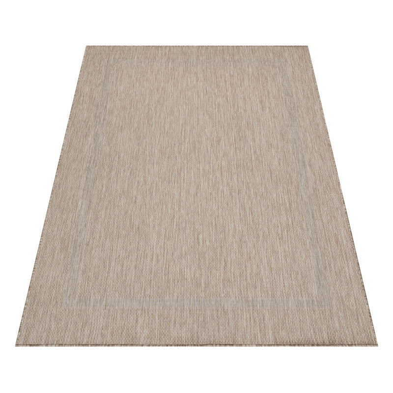 Relax Vloerkleed – Beige – Laagpolig Kaderdesign – Voor Binnen & Buiten