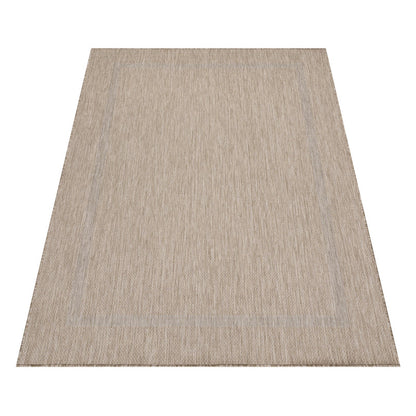 Relax Vloerkleed – Beige – Laagpolig Kaderdesign – Voor Binnen & Buiten