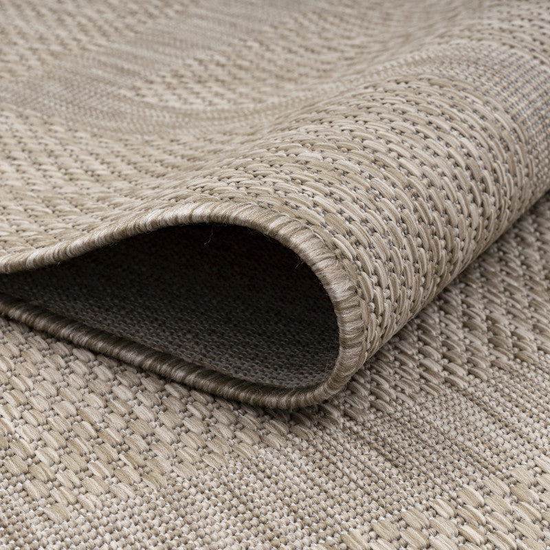 Relax Vloerkleed – Beige – Laagpolig Kaderdesign – Voor Binnen & Buiten