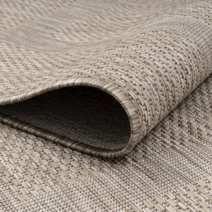 Relax Vloerkleed – Beige – Laagpolig Kaderdesign – Voor Binnen & Buiten