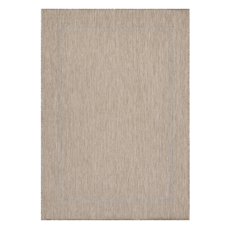 Relax Vloerkleed – Beige – Laagpolig Kaderdesign – Voor Binnen & Buiten