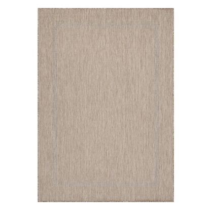Relax Vloerkleed – Beige – Laagpolig Kaderdesign – Voor Binnen & Buiten