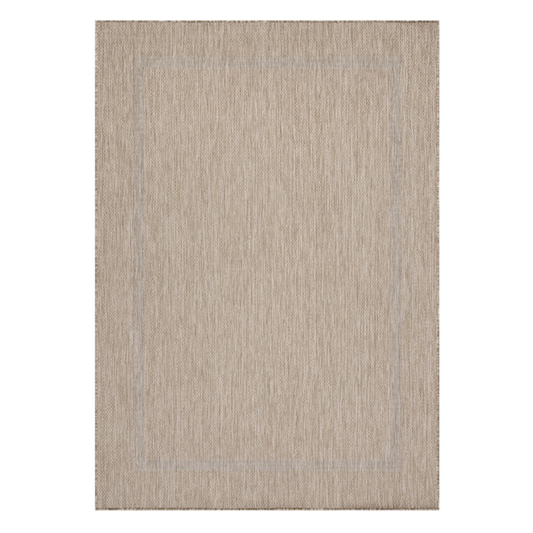 Relax Vloerkleed – Beige – Laagpolig Kaderdesign – Voor Binnen & Buiten